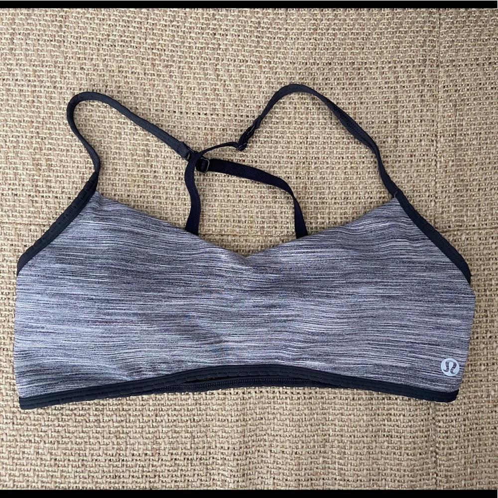 Lululemon Black and White Stripped Sports Bra - Size 8